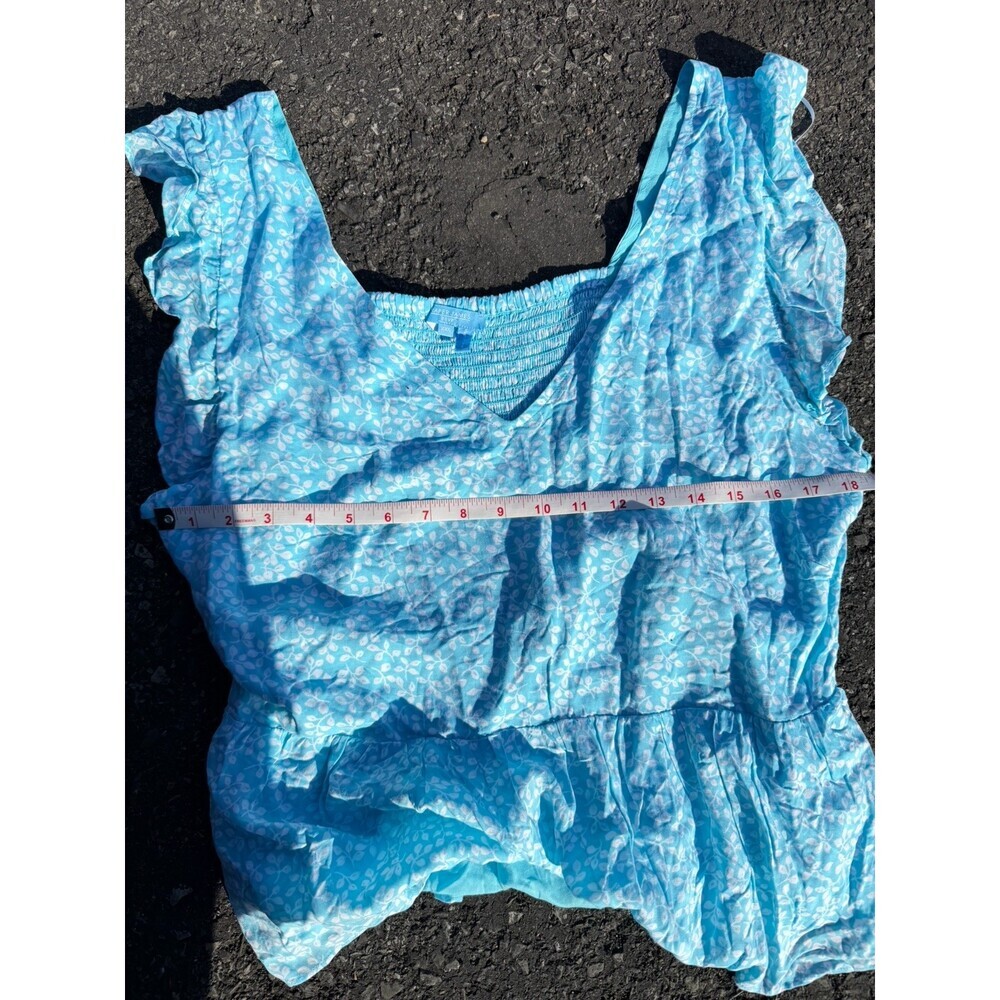 Draper James RSVP Light Blue Floral Ruffle Peplum Tank Top – Size XXL - Picture 6 of 8